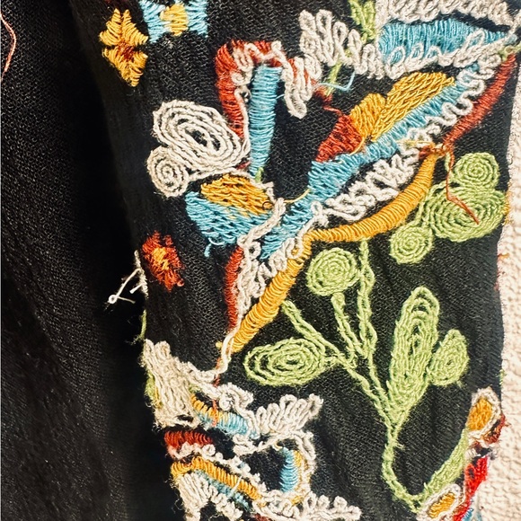 Free People Black Mini Dress with Colorful Embroidery size small oversized - Picture 2 of 3